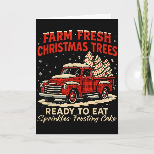 Carte Retro Farm Fresh Debbie Christmas Cake Red Truck H (Devant)