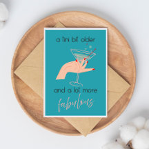 Carte Rétro Féminine Martini Bleu Un Peu Plus Âgée