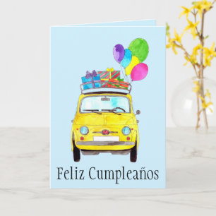 Carte Retro Fiat 500 pour l'anniversaire espagnol