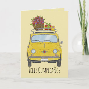 Carte Retro Fiat 500 pour l'anniversaire espagnol