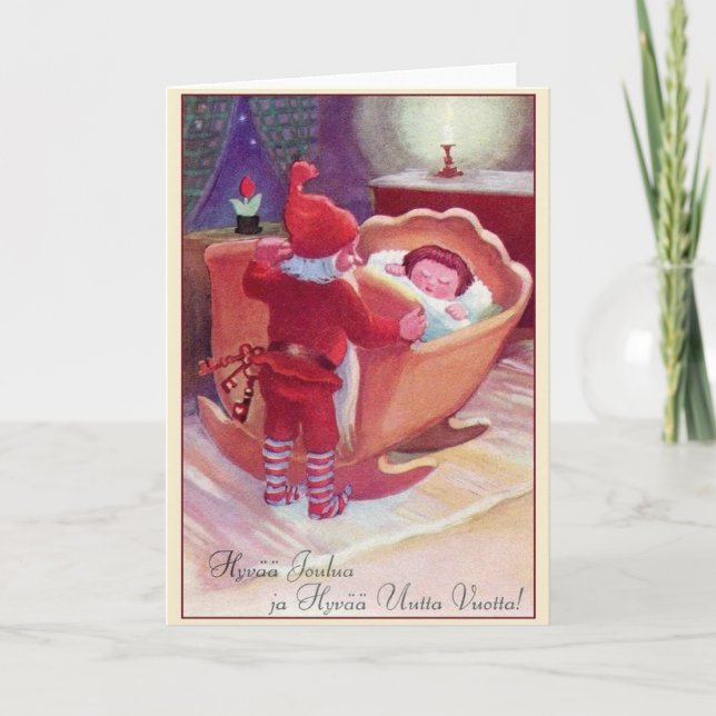 Carte Retro Finlandaise Noël Et Nouvel An (Devant)