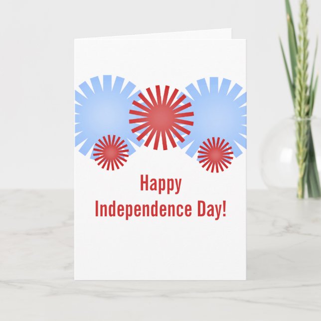 Carte Retro Fireworks Juillet 4 Grey Card (Devant)