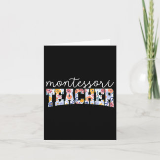 Carte Retro Floral Montessori Enseignant Instructeur Edu