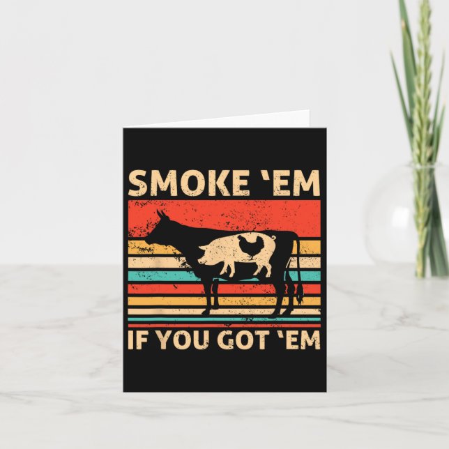 Carte Retro Fumez-moi si vous les avez Bbq Viande ou pou (Devant)