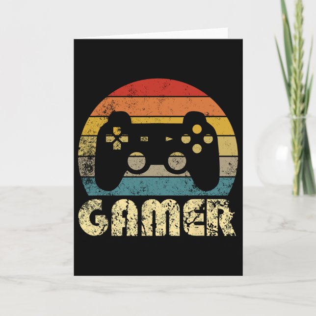 Carte Retro Gamer Video Game Player Boys Teens Men  (Devant)