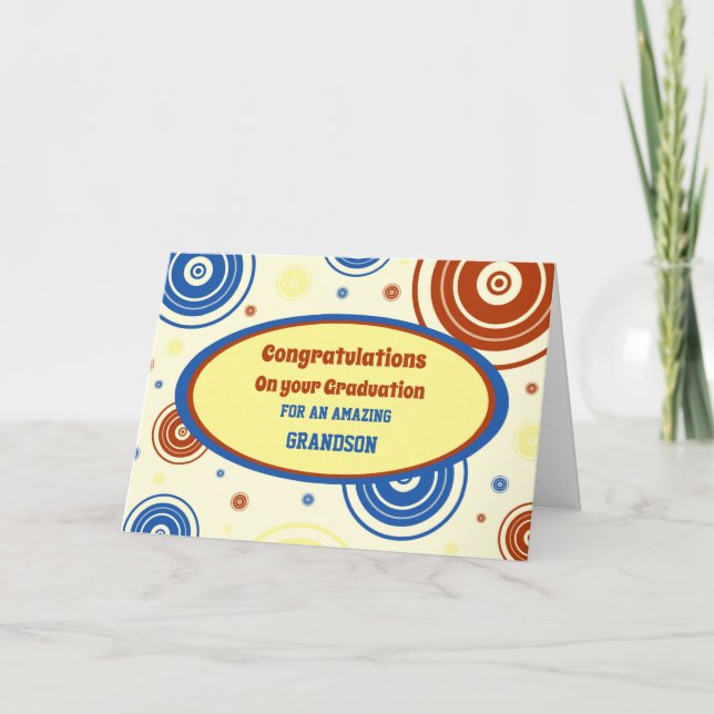 Carte Retro Grandson Félicitations à la Graduation (Devant)