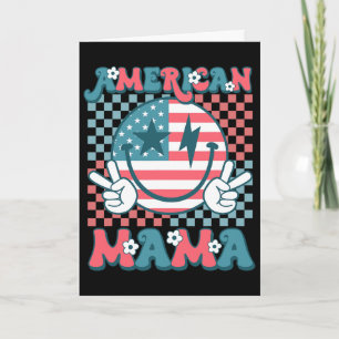 Carte Rétro Groovy Quatre 4 Juillet Sourire Pour Maman A