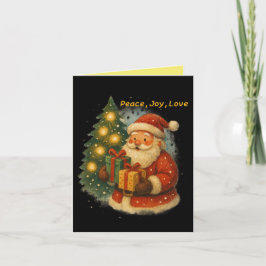 Carte “Retro Holiday Greeting Card – Santa & Gifts”