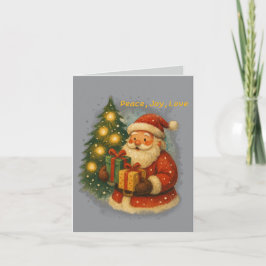 Carte “Retro Holiday Greeting Card – Santa & Gifts”