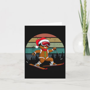 Carte Rétro homme en pain d'épices de soleil Ski Santa H
