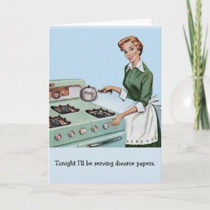 Carte Retro Housewoman - Servant des papiers de divorce,