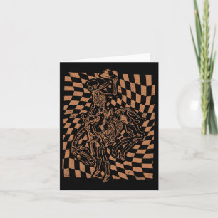 Carte Retro Howdy Cowboy Squelette Avec Casquette Cowboy