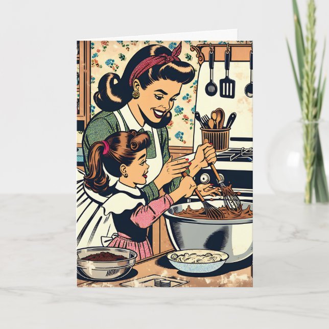 Carte Retro Joyeuse maman d'anniversaire (Devant)