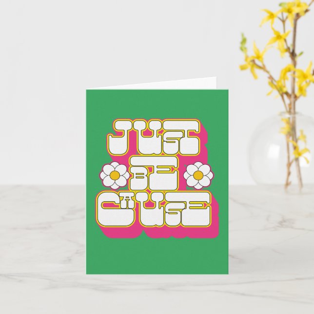 Carte Rétro juste parce que rose et vert (Fleur jaune)