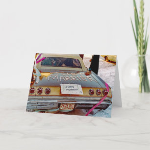 CARTE RÉTRO JUSTE PLUS JOYEUX DRÔLE OUVRIER MARIÉ DE LA