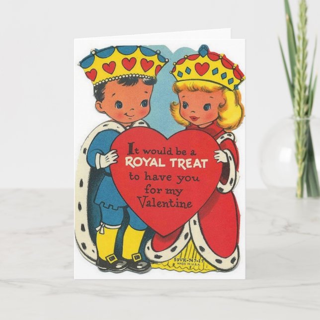 Carte Retro King et Queen Royal Valentine's Day Ca (Devant)
