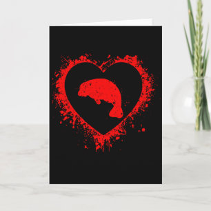 Carte Rétro Lamantin Saint-Valentin Cœur Forme Mon Valen