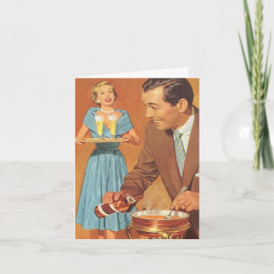 Carte Retro Le couple qui fait la fête ensemble reste à