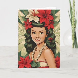 Carte Retro les années 50 Tropical Christmas Princesse