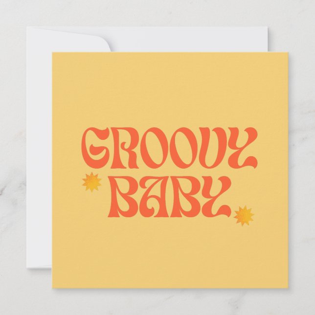 Carte Retro les années 70 moutarde Orange Hippie Super b (Devant)