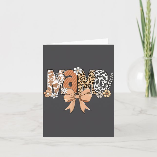 Carte Retro Mama Coquette Bows Leopard Mom Mother's Day  (Devant)