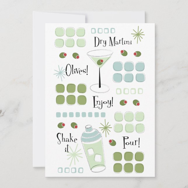 Carte Retro Martini Moderne Du Milieu Du Siècle (Devant)