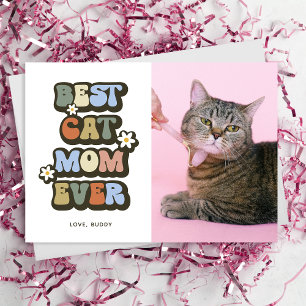 Carte Retro Meilleur Chat Maman Anniversaire Fête des mè