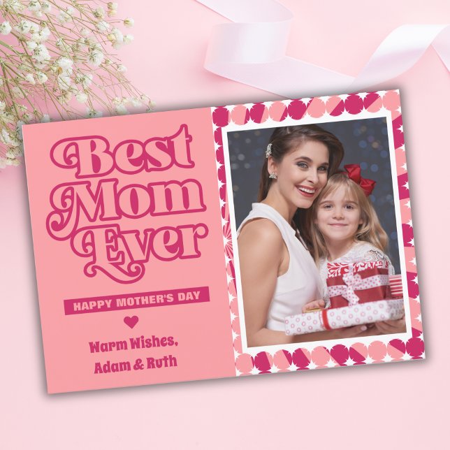 Carte Retro Meilleure maman Jamais Photo personnalisée F (Créateur téléchargé)