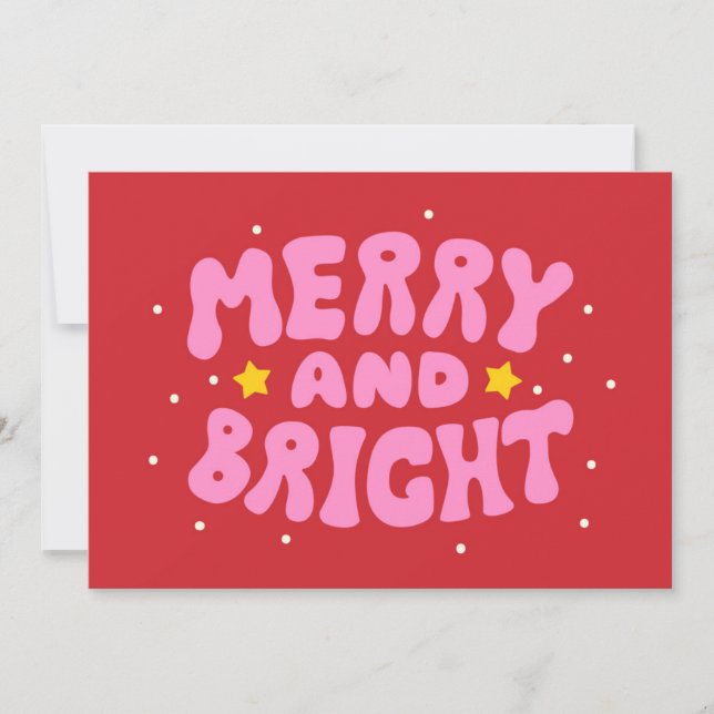 Carte Retro Merry et Bright Holiday Design (Devant)