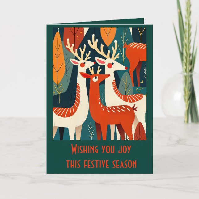 Carte Retro Modern Kitschy Christmas Reindeer (Devant)