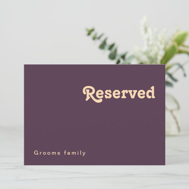 Carte Rétro moderne | Symbole réservé pourpre foncé (Debout devant)