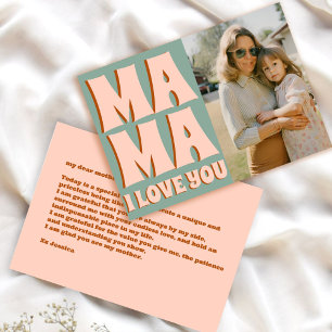 Carte Retro Mothers Day Photo bleu rose