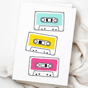 Carte Rétro musique cassettes vierge à toute occasion