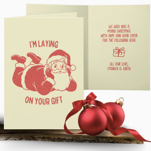Carte Retro Naughty Père Noël Funny Rude Noël