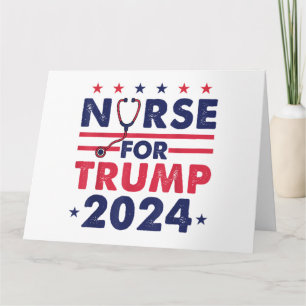 Carte Retro Nurses For Trump 2024 America Stars Drapeau 