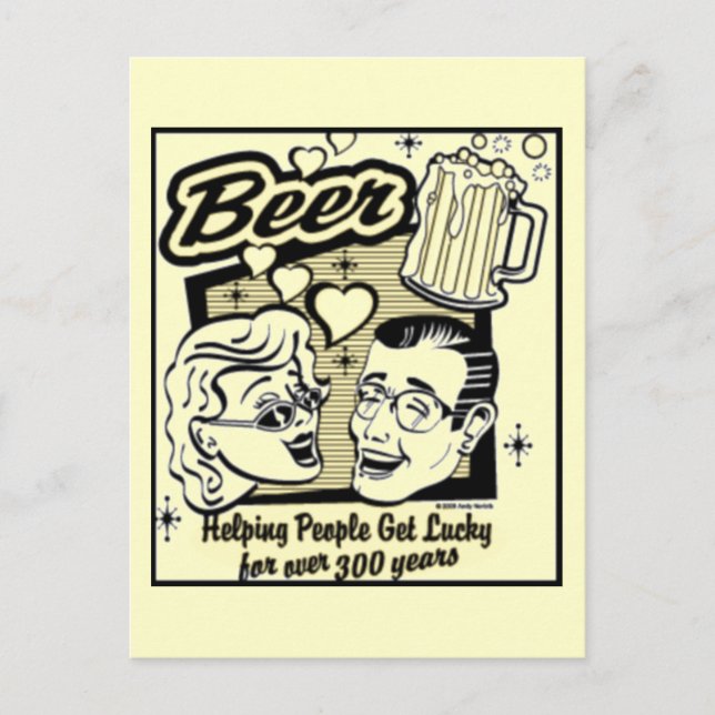 Carte Retro Obtenez de la bière Lucky (Nouveau et  (Devant)