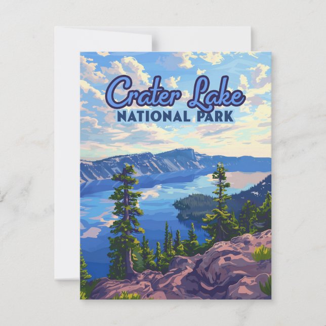 Carte rétro Oregon du Parc national du lac Crater (Devant)