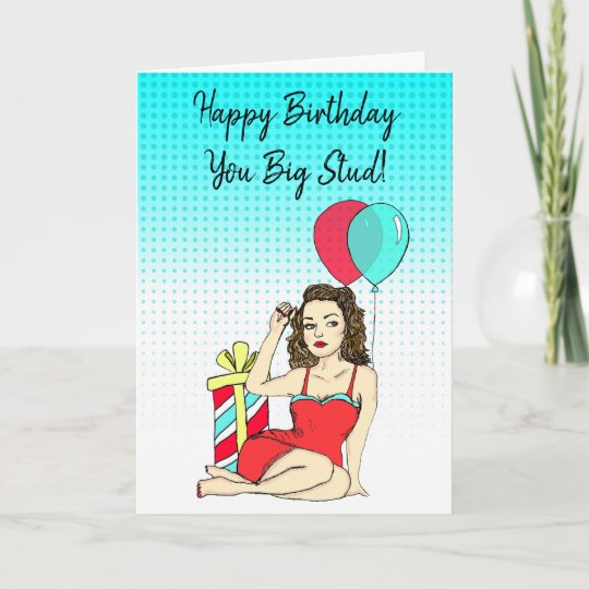 Carte Retro Pinup Sexy Girl Joyeux Anniversaire Pour Lui Zazzle Ch