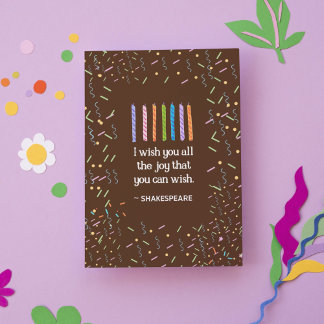 Carte Retro Shakespeare Citation Gâteau au chocolat Anni