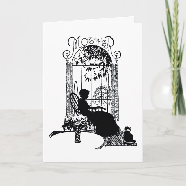 Carte Rétro silhouette du jour de mère (Devant)