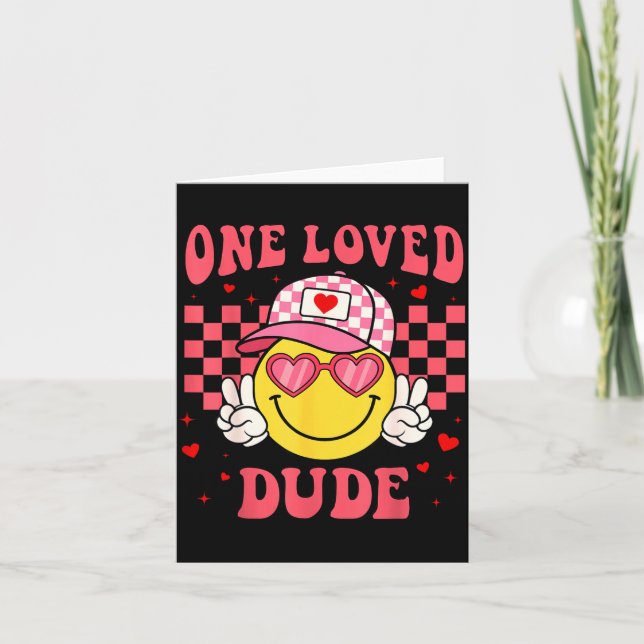Carte Retro Smile Face One Loved Dude Valentines Day Men (Devant)