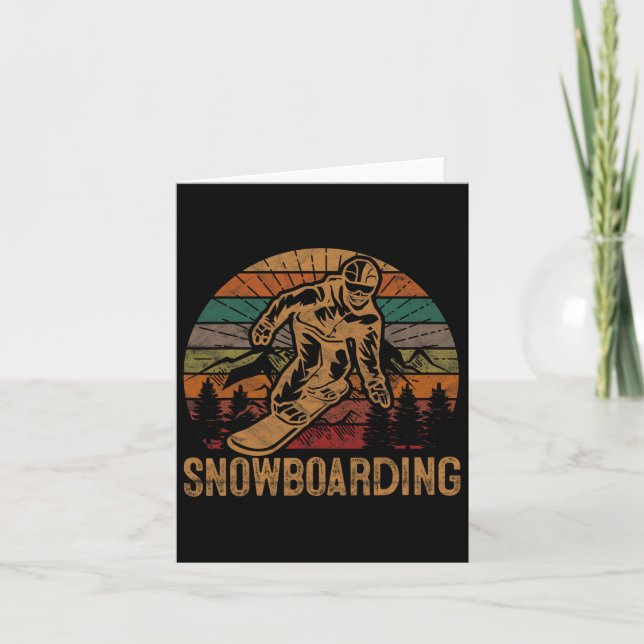Carte Retro Snowboard Sunset Snowboard Winter Snowboa (Devant)