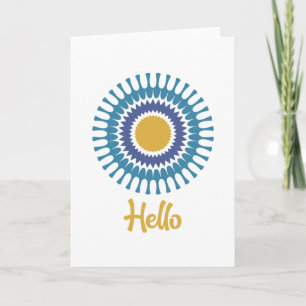 Carte Retro Sunburst Note en bleu et or