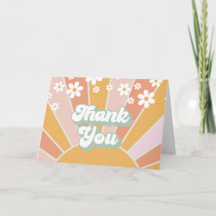 Carte Retro Sunshine daisy boho merci