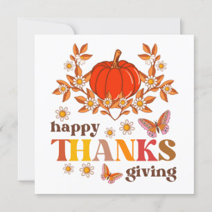 Carte Rétro Super Daisy Citrouille Hippie Thanksgiving