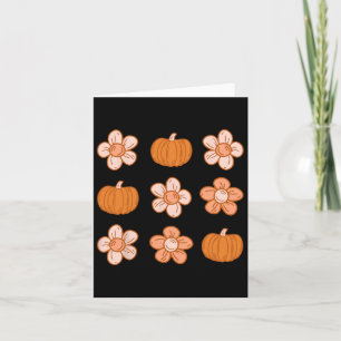 Carte Retro Super Halloween Automne Hippie Citrouille Fl