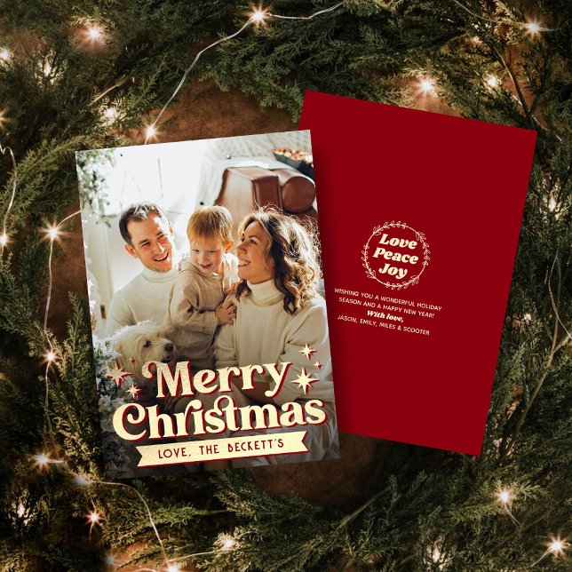 Carte Retro Super Joyeux Noël Photo Holiday (Créateur téléchargé)