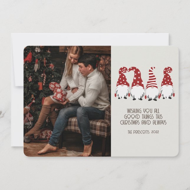 Carte Retro Super Photo Gnomes de Noël (Devant)