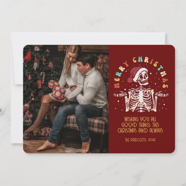 Carte Retro Super Photo Joyeux Noël Squelette (Devant)