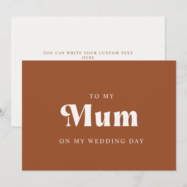 Carte Retro Terracotta À ma mère le jour de mon mariage (Devant / Derrière)